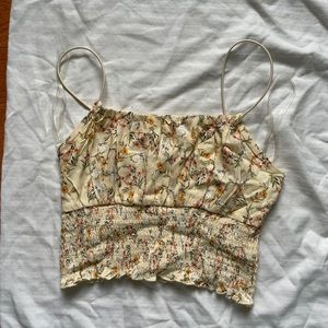 pacsun smocked bustier cami crop top tank floral